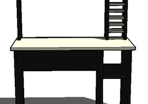 一张计算机办公桌设计的SU(草图大师)模型