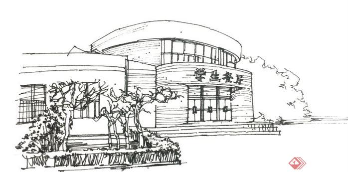 石家庄某学校建筑设计的手绘方案草图(2)