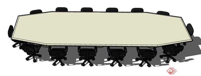 一套办公室会议桌椅设计的SU模型(1)