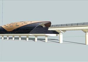 迪拜现代地铁车站建筑设计方案SU(草图大师)模型