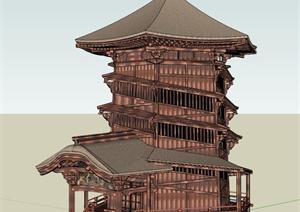 某木塔建筑设计SU(草图大师)模型