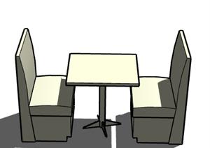 一张两人餐桌的家居设计SU(草图大师)模型