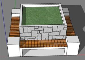 一个花坛坐凳的景观设计SU(草图大师)模型