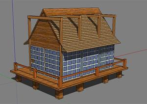 园林景观之观景小木屋设计方案SU(草图大师)模型