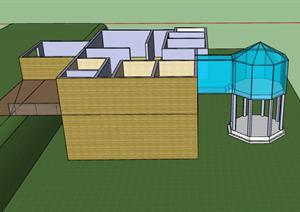 某别墅建筑框架设计SU(草图大师)模型
