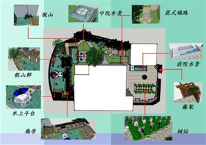 某庭院景观设计方案SU(草图大师)模型