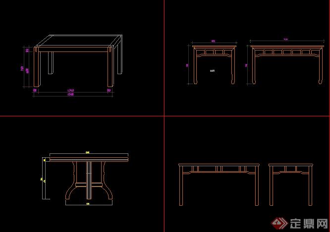 多个桌子椅子柜子床设计的cad立面图原创