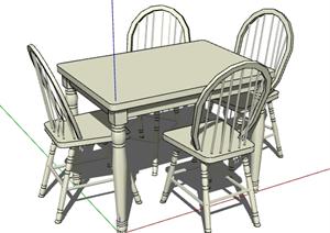 一套桌椅设计的SU(草图大师)模型