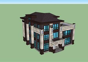 某独栋别墅建筑设计SU(草图大师)模型1