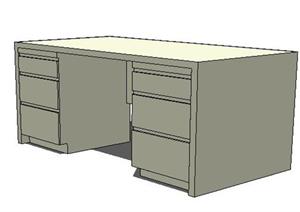 一个现代风格办公桌SU(草图大师)模型素材（2）