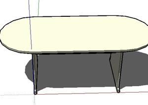 一张椭圆型桌子办公桌会议桌SU(草图大师)模型