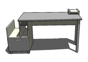 一个现代风格电脑办公桌SU(草图大师)模型素材