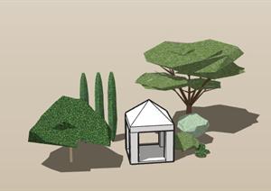 几棵景观植物设计的SU(草图大师)模型