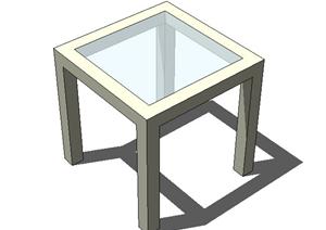 一个现代风格玻璃桌SU(草图大师)模型素材
