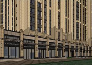 某新古典高层住宅+沿街商业建筑设计SU(草图大师)模型