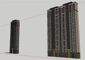 西安某现代住宅建筑设计SU(草图大师)模型（附CAD方案图）
