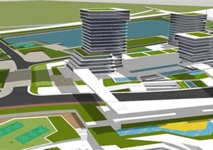 某滨水商业综合体建筑SU(草图大师)设计模型