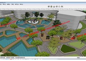 某现代风格大型水景公园景观规划设计SU(草图大师)模型素材