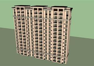 保利某新古典住宅公寓楼建筑设计方案SU(草图大师)模型