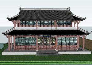 某古典中式三苏祠云屿楼建筑设计方案SU(草图大师)模型