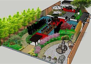 某庭院景观设计CAD平面图（含效果图）