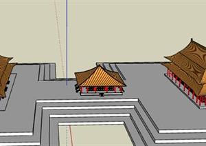 北京太和殿三大殿古建筑设计SU(草图大师)模型