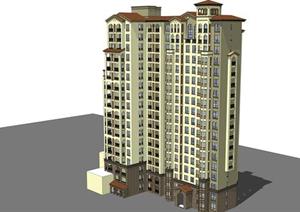 包头某西班牙风格住宅小区建筑设计SU(草图大师)模型（含规划报建CAD方案 ）