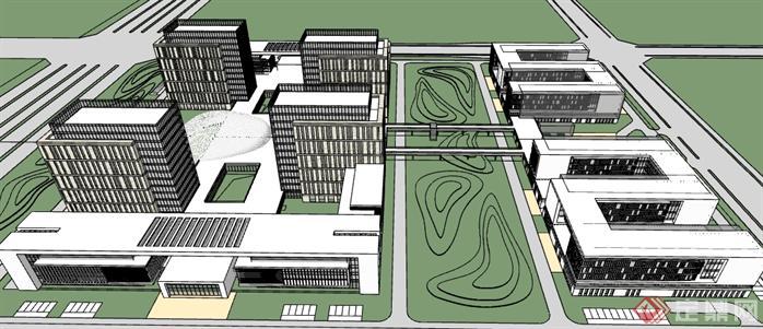 某产业园办公楼建筑设计SU模型(1)