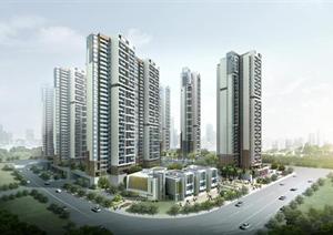长沙市某现代风格高层住宅小区建筑设计方案（附PPT方案文本+报建CAD+SU(草图大师)精致模型）
