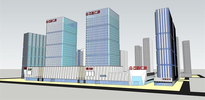 抚顺市某现代风格商业综合体建筑SU设计精致模型