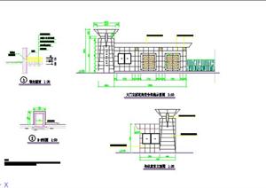 园林景观之现代住宅小区大门设计施工图方案（dwg格式）