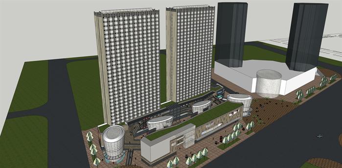 某现代商业办公综合大厦建筑设计SU模型