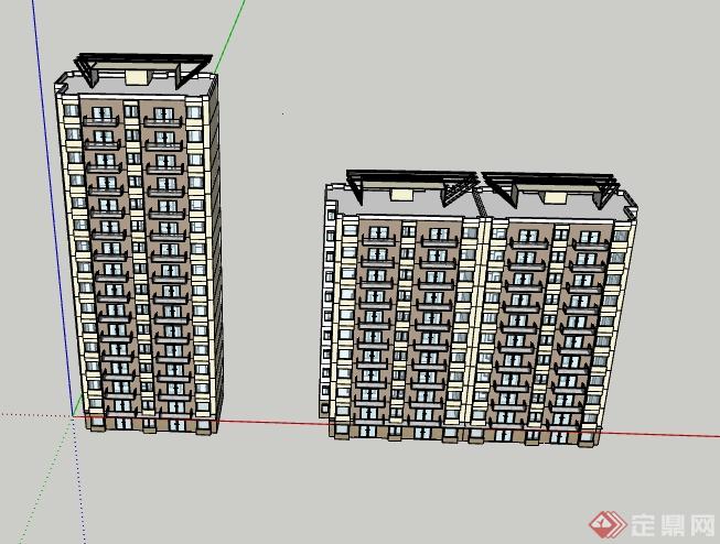 某居住区建筑设计SU模型（含CAD方案图）