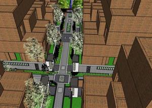 某住宅区道路景观设计SU(草图大师)模型