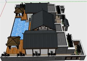 某古典中式别墅建筑设计SU(草图大师)模型