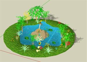 某水池景观设计SU(草图大师)模型
