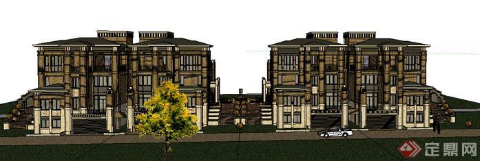 某新古典独栋别墅建筑设计方案SU模型1(3)