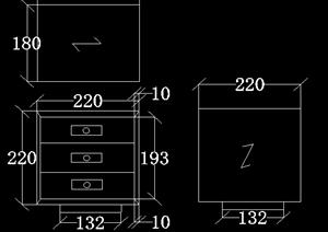 一个床头柜设计方案三视图
