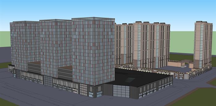 某新古典商业、住宅建筑设计方案SU模型(1)