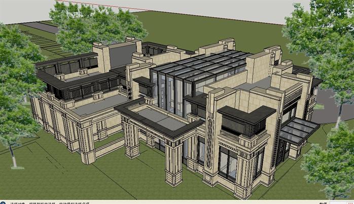 常州某新古典会所建筑设计方案SU模型(4)