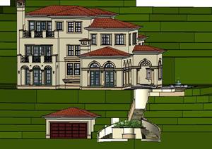 某欧式独栋别墅建筑设计方案SU(草图大师)模型6