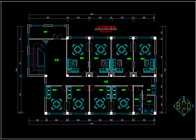 某茶楼装饰施工图-3层680平93张CAD图(3)