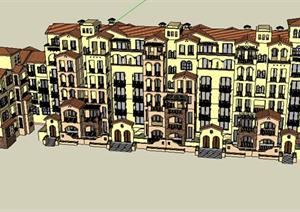某欧式风格住宅楼建筑设计SU(草图大师)模型素材