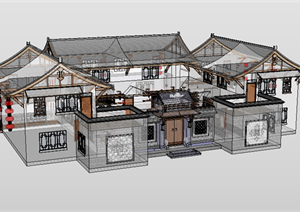 某现代风格独栋别墅建筑设计SU(草图大师)模型素材18