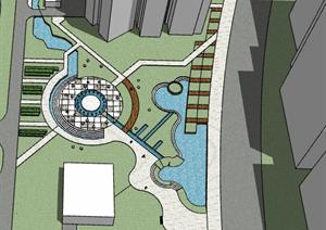 某住宅区广场景观设计SU(草图大师)模型