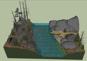 某湖边滨水景观设计SU(草图大师)模型