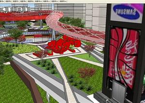 某城市市民休闲广场景观设计SU(草图大师)模型（飞龙观光走道）