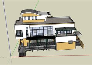 某现代风格独栋别墅建筑设计SU(草图大师)模型