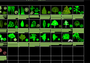 某园林景观植物立面图图例CAD图纸