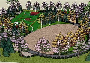 某现代风格小型森林公园景观设SU(草图大师)模型素材